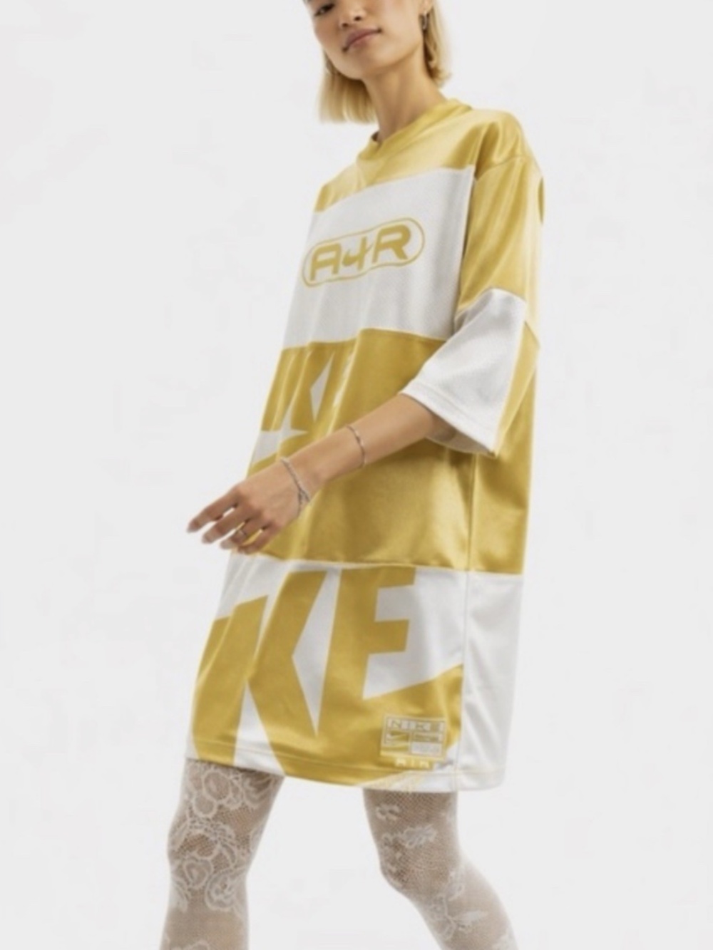 NEW Nike White Gold Air Football Jersey Dress FN2253-700 Women's Small 0186
